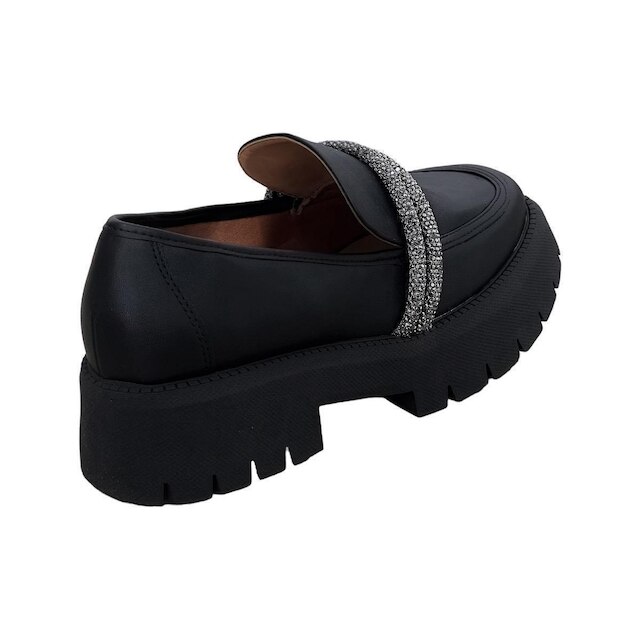 Mocassim Vizzano Feminino Tratorado Loafer Plataforma Brilho - Preto - 38