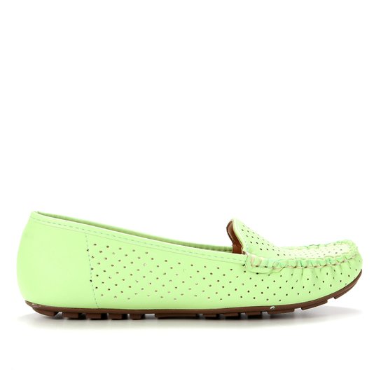 Mocassim Vizzano Perfuros Feminino - Verde claro