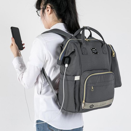 Mochila Bolsa Maternidade Bebê Lequeen Menina Menino Com Porta Mamadeira Térmico