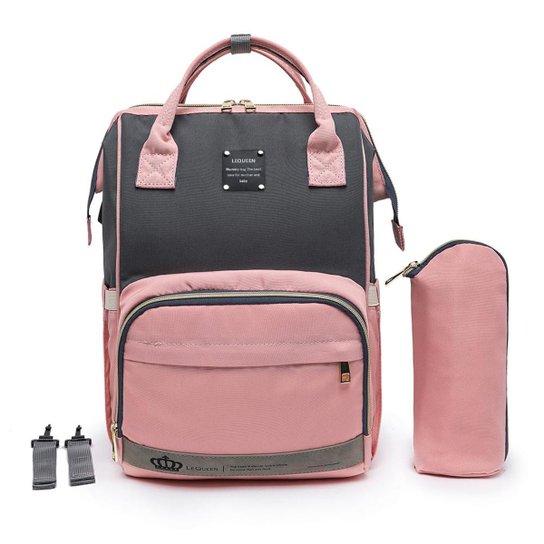 Mochila Bolsa Maternidade Bebê Lequeen Menina Menino Com Porta Mamadeira Térmico