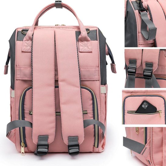 Mochila Bolsa Maternidade Bebê Lequeen Menina Menino Com Porta Mamadeira Térmico