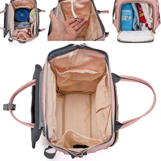 Mochila Bolsa Maternidade Lequeen Bebê Menina Menino Impermeável Com Bolso Térmico