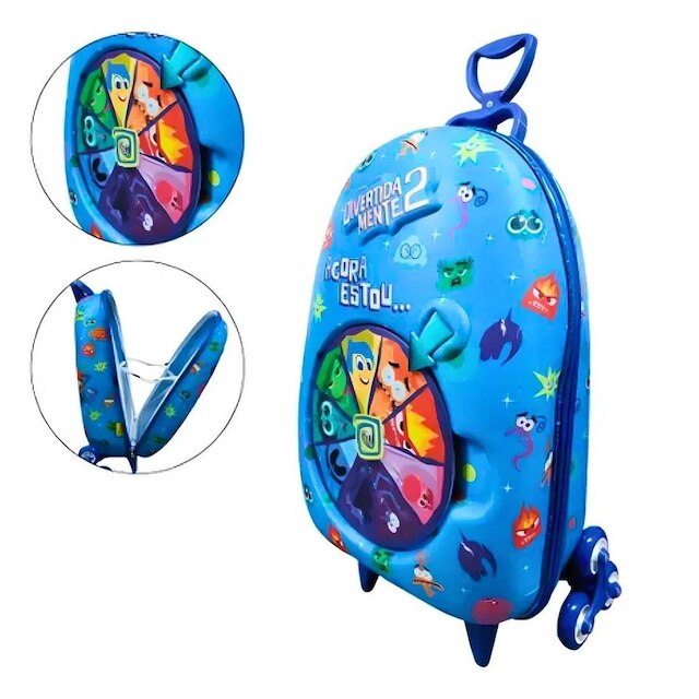 MOCHILA CARRINHO RODAS TRIPLA DIVERTIDAMENTE ROLETA 3D MAXTOY