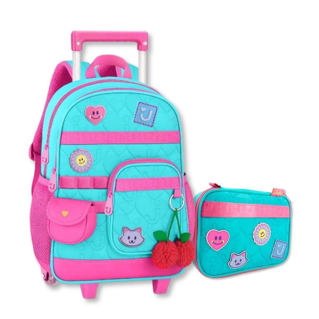 Mochila com Estojo Juju Teofilo Kit Escolar Infantil Meninas