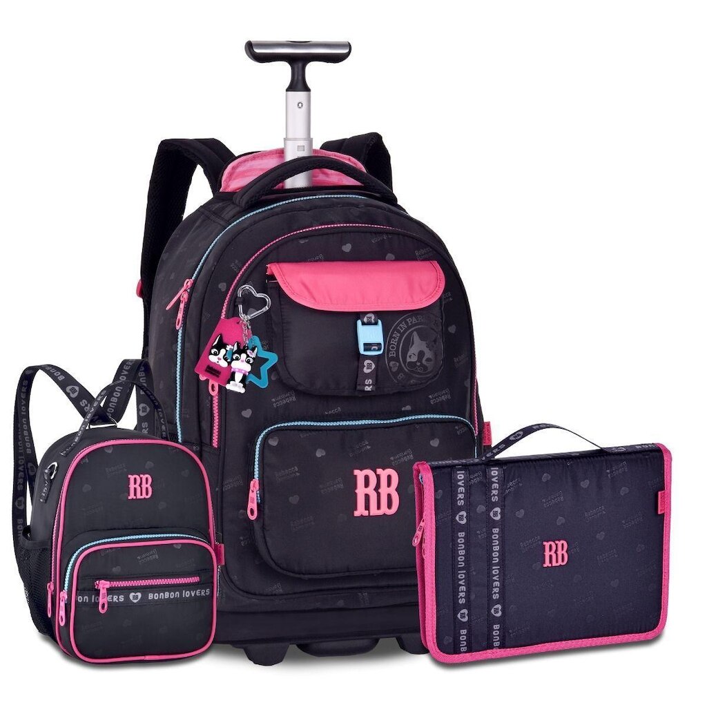 Mochila Com Lancheira e Estojo Fichario Kit Rebecca Bonbon