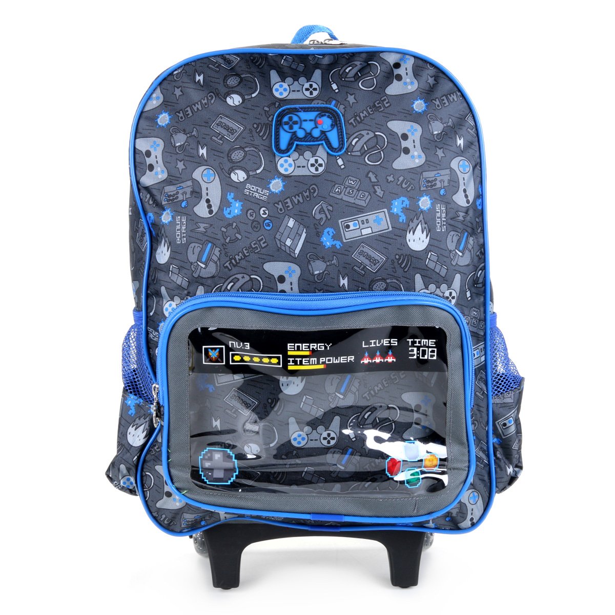 Mochila Com Rodinhas Infantil Clio Style Video Game Masculina - Preto+Azul Menor preço em Mochila Com Rodinhas Infantil Clio Style Video Game Masculina - Preto+Azul