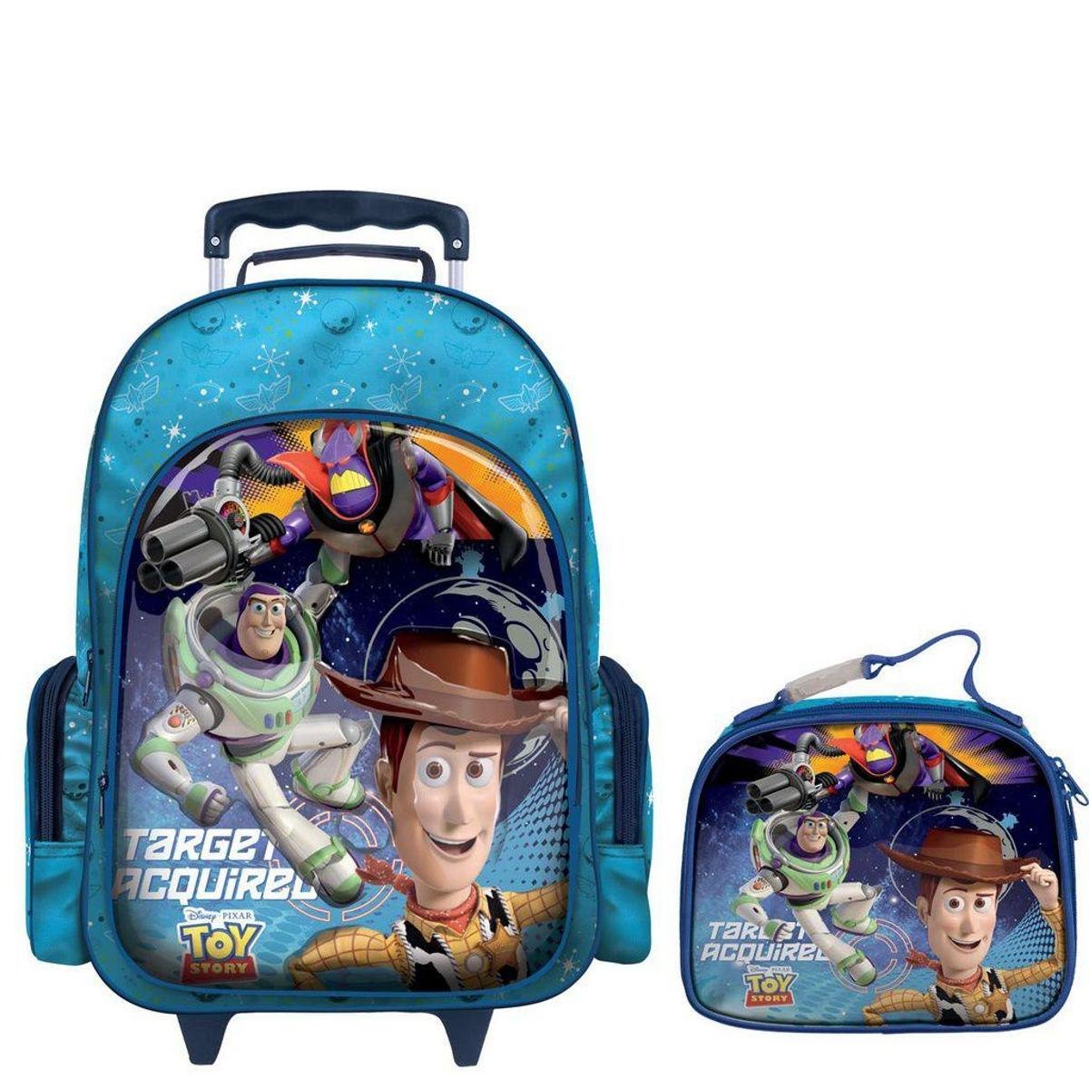 Mochila com Rodinhas Toy Story com Lancheira G Masculina - Azul Menor preço em Mochila com Rodinhas Toy Story com Lancheira G Masculina - Azul
