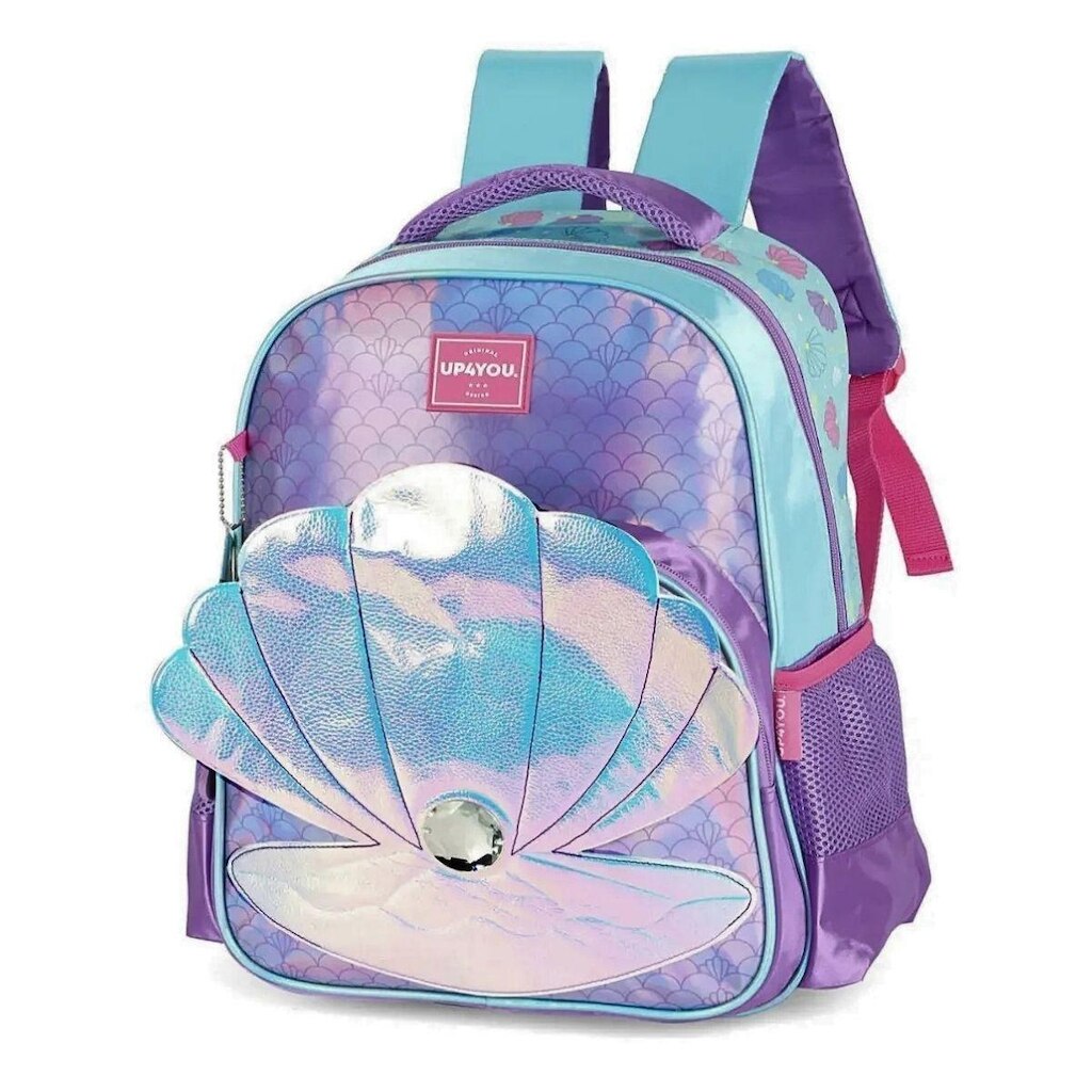 Mochila Concha Sereia Escolar Passeio Juvenil Grande Up4you