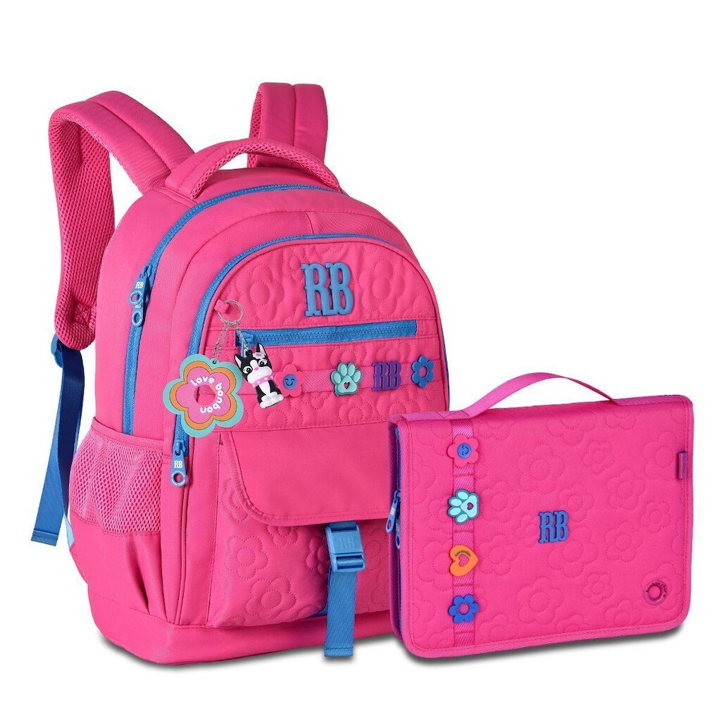 Mochila Costas Com Estojo Fichário Grande Kit Escolar Feminino