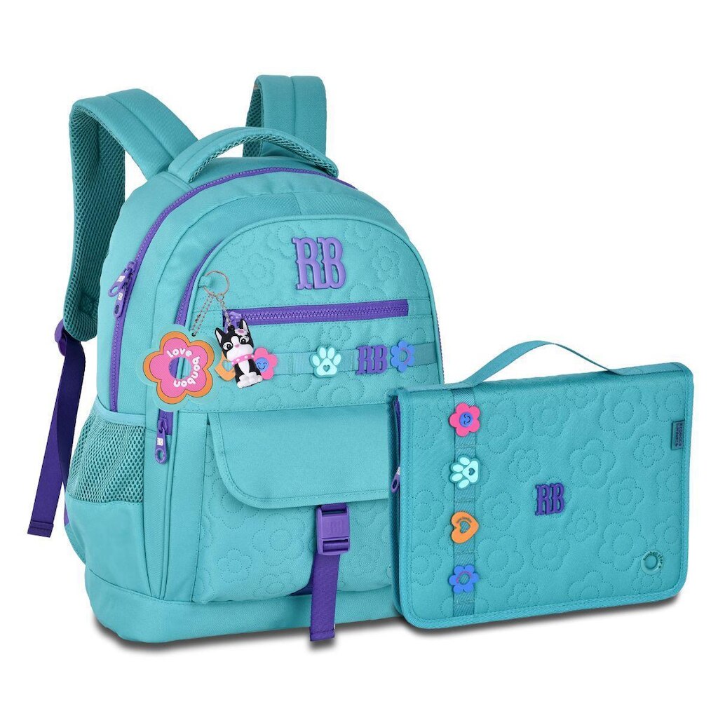 Mochila Costas Com Estojo Fichário Grande Kit Escolar Feminino