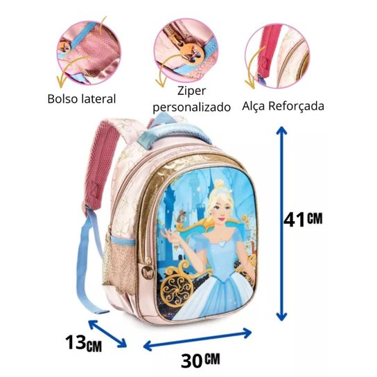 Mochila Costas Escolar Infantil Menina Creche Princesa DL1454
