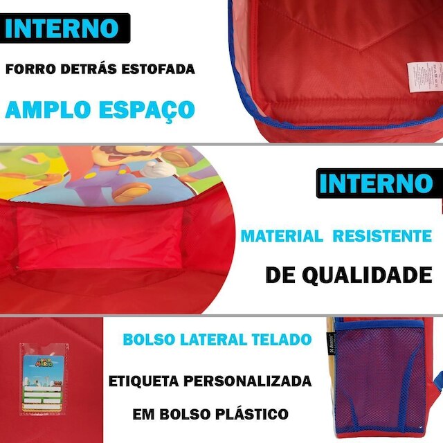 MOCHILA COSTAS ESCOLAR INFANTIL SUPER MARIO - LUXCEL