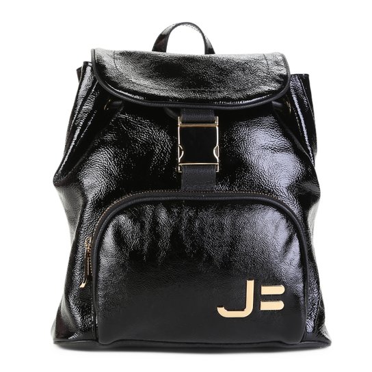 Mochila Couro Jorge Bischoff Alça Gorgurão Feminina - Preto