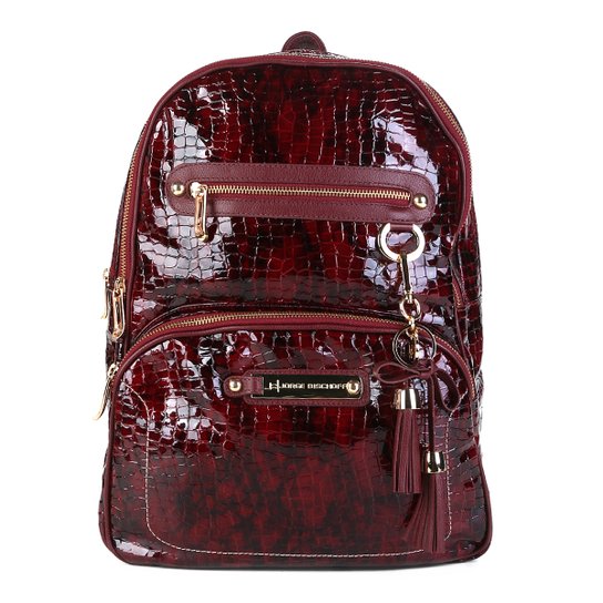 Mochila Couro Jorge Bischoff Porta Notebook Feminina - Vinho