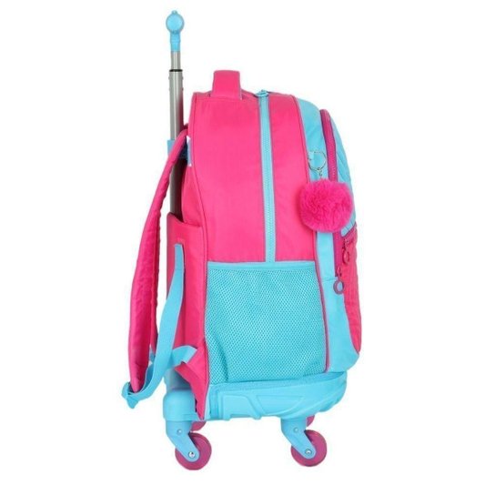 MOCHILA DE CARRINHO ESCOLAR UP4YOU PINK RODINHAS 360 LUXCEL