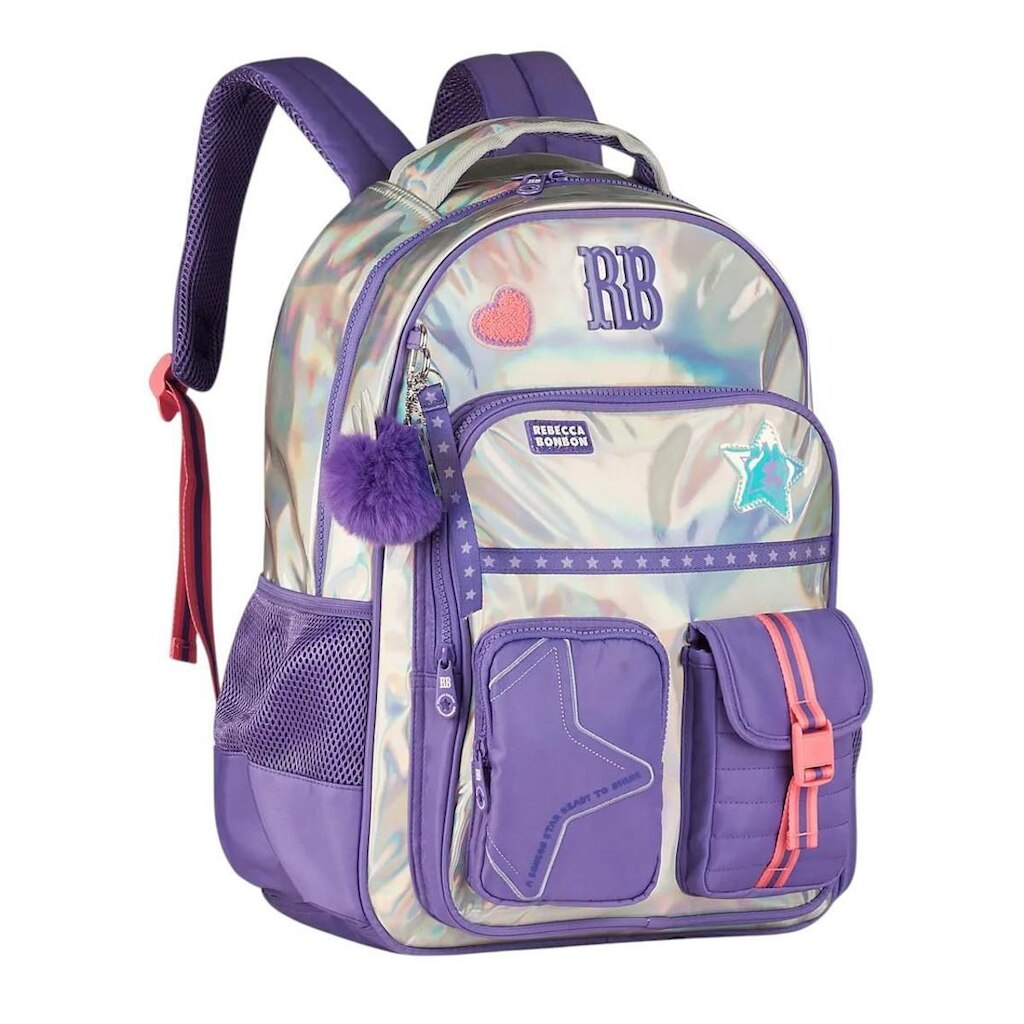 Mochila De Costa Rebecca Bonbon Juvenil Holográfica Original