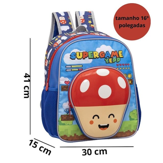 Mochila De Costas Escolar Infantil Mario Yepp Super Bros
