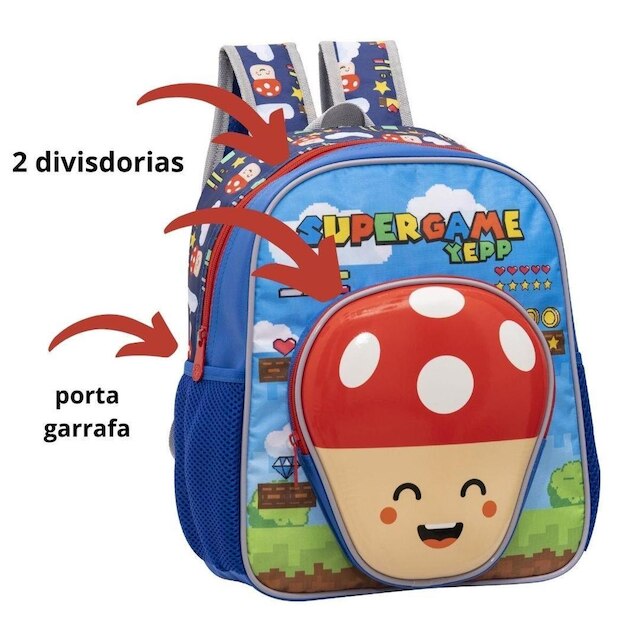 Mochila De Costas Escolar Infantil Mario Yepp Super Bros