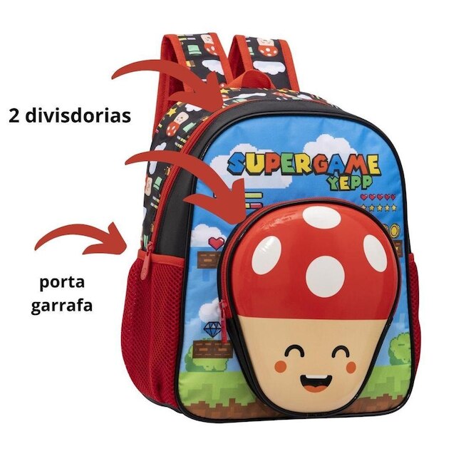 Mochila De Costas Escolar Infantil Mario Yepp Super Bros