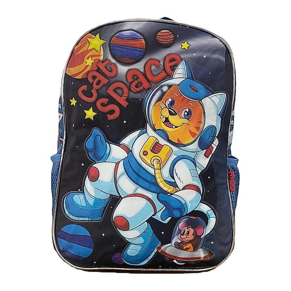 Mochila De Costas Infantil Criança Unissex Escolar gato espacial