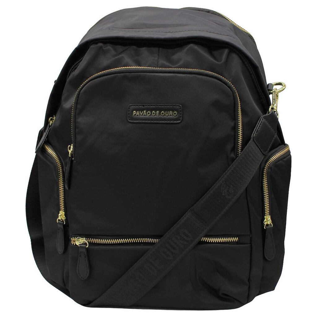 Mochila De Costas Pavão De Ouro Nylon Zíper Diagonal Feminina