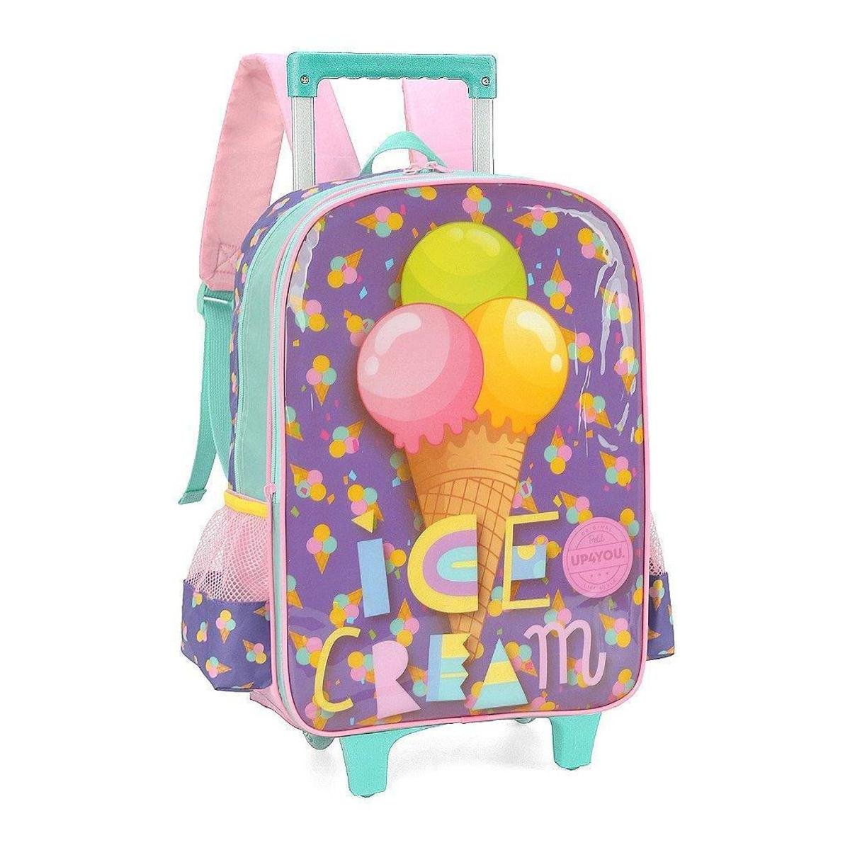 Mochila de Rodinhas Com Alça Luxcel Up4You Ice Cream Rosa Menor preço em Mochila de Rodinhas Com Alça Luxcel Up4You Ice Cream Rosa