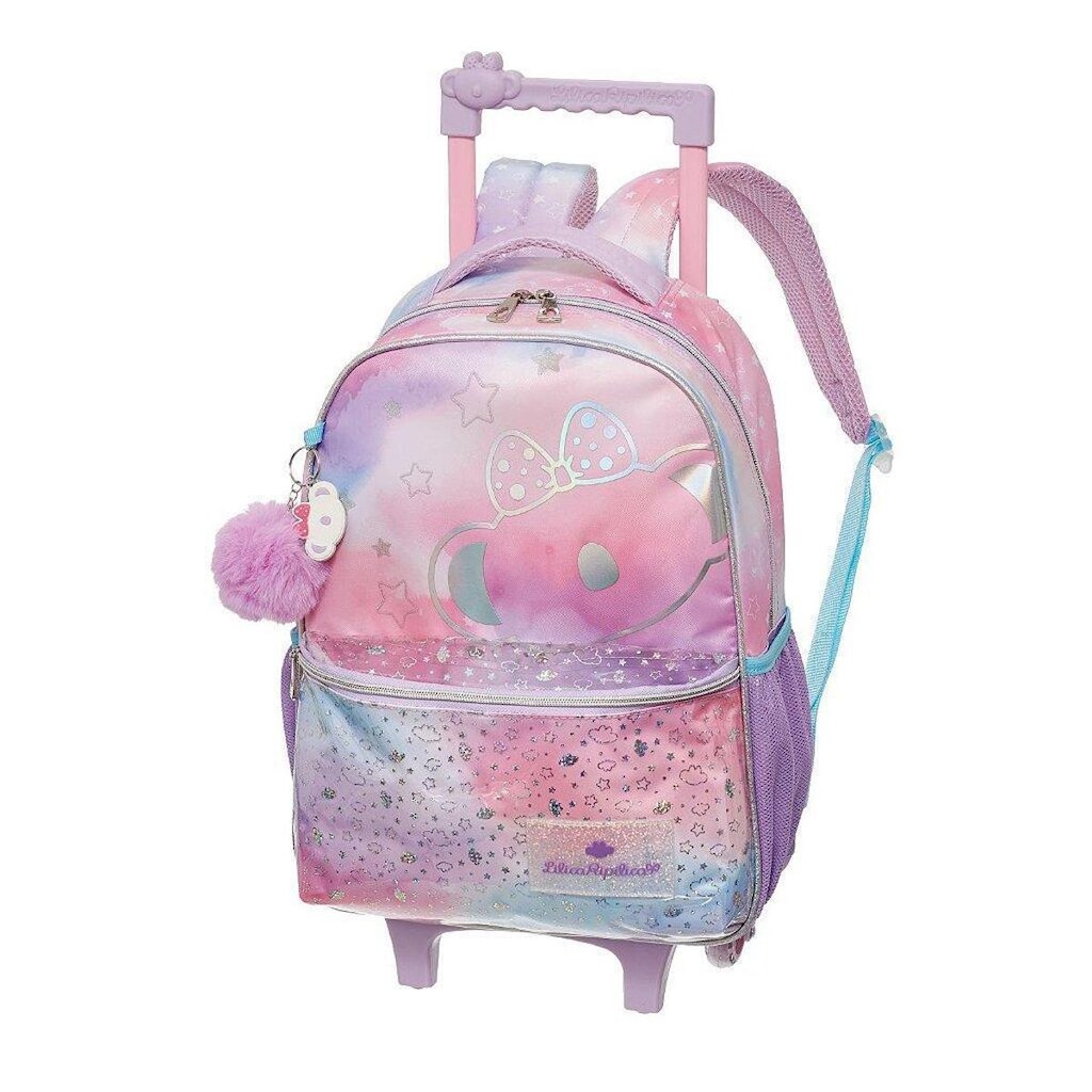 Mochila de Rodinhas Lilica Ripilica Com Alças Lumina Lilás