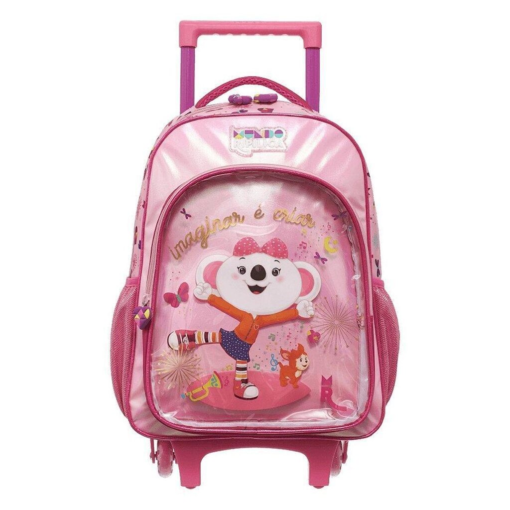 Mochila de Rodinhas Mundo Lilica Ripilica Brincar Rosa