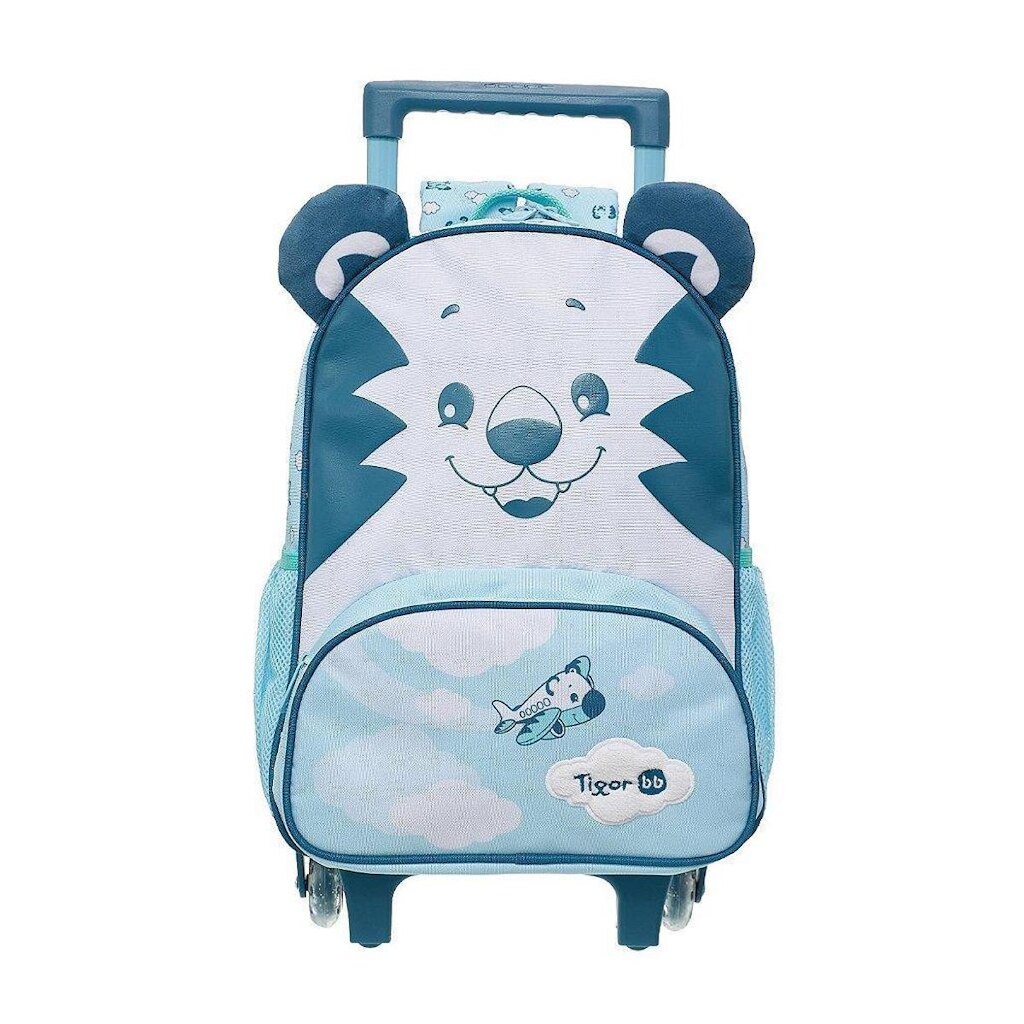 Mochila de Rodinhas Tigor T Tigre Com Alças Happy Pilot Azul