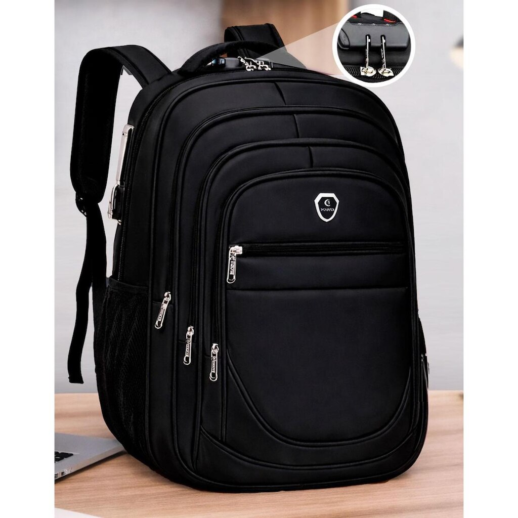 Mochila Escolar Grande Executiva Espaço Para Notebook Anti Furto Trava Com Senha