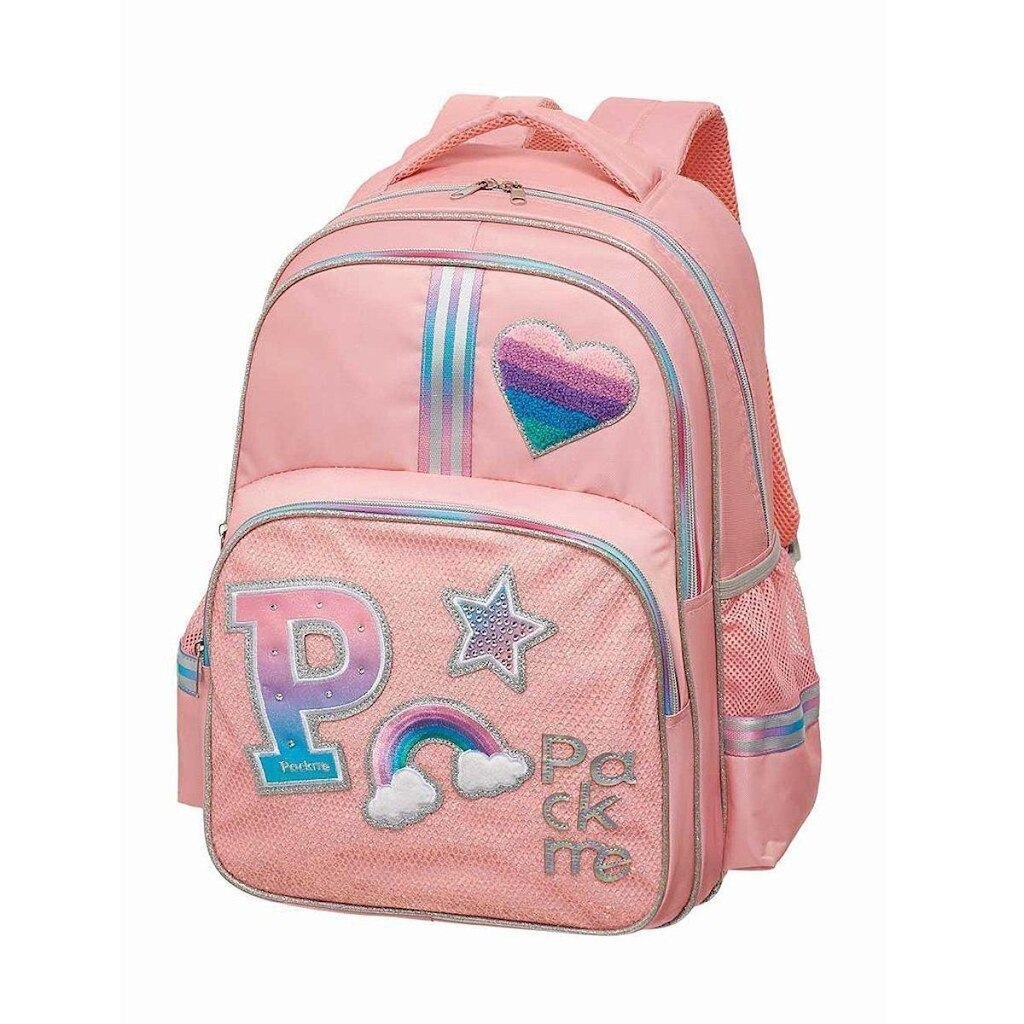 Mochila Escolar Infantil Costas Patches Glitter Packme Emily