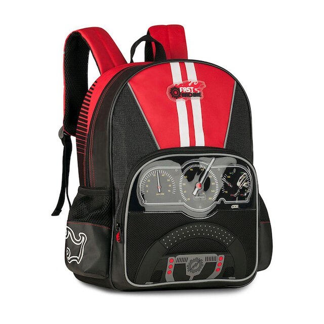 Mochila Escolar Infantil Fast Machine Bolsa Meninos Carros