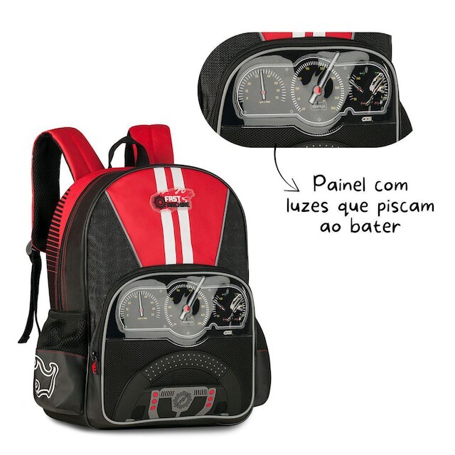 Mochila Escolar Infantil Fast Machine Bolsa Meninos Carros