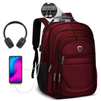 Mochila Executiva Grande Masculina Feminina Espaço Para Notebook Trava Com Senha