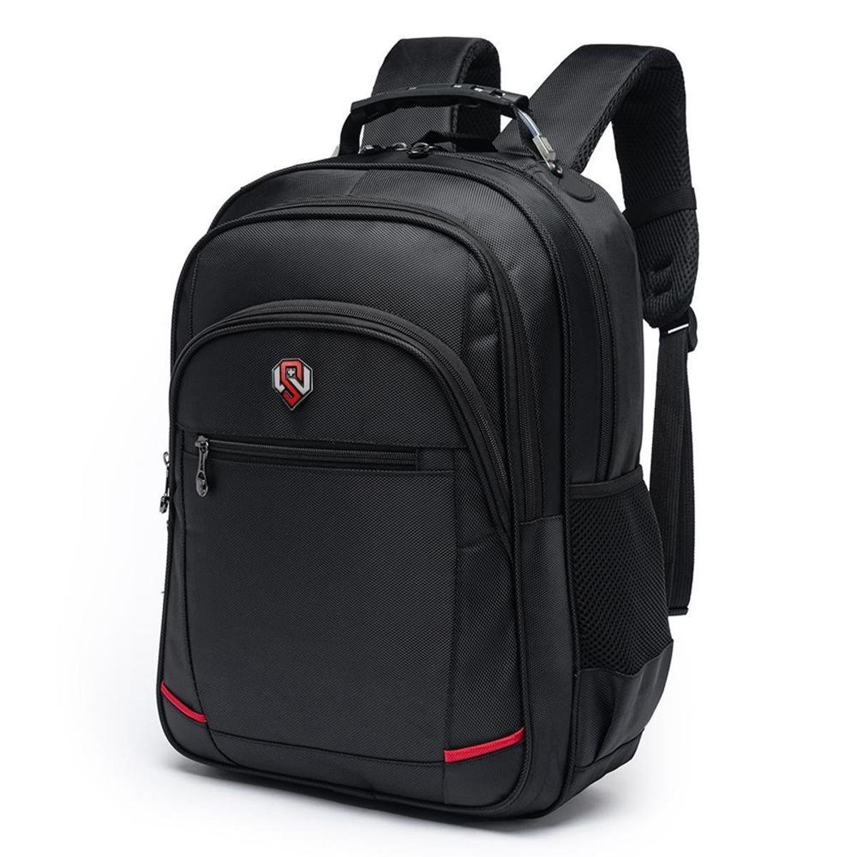 Mochila Executiva Swissport Basic Preto Notebook Laptop Masculina - Preto+Vermelho Menor preço em Mochila Executiva Swissport Basic Preto Notebook Laptop Masculina - Preto+Vermelho