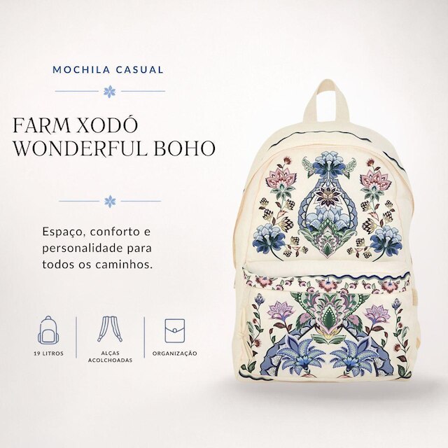 Mochila Farm Xodó Wonderful Boho Estampada Original
