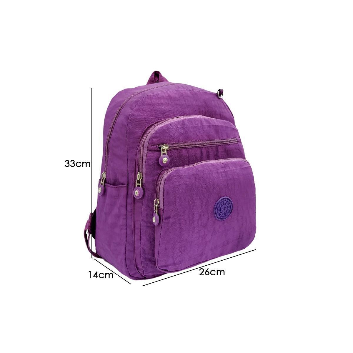 MOCHILA FEMININA DE COSTAS COM ESTOJO VÁRIOS BOLSOS - Roxo | Zattini