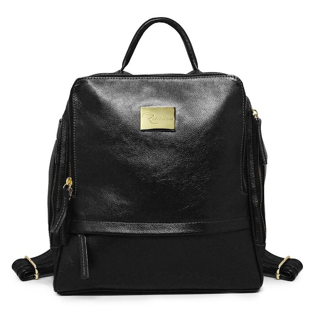 Mochila Feminina de Couro Liz  - Preto