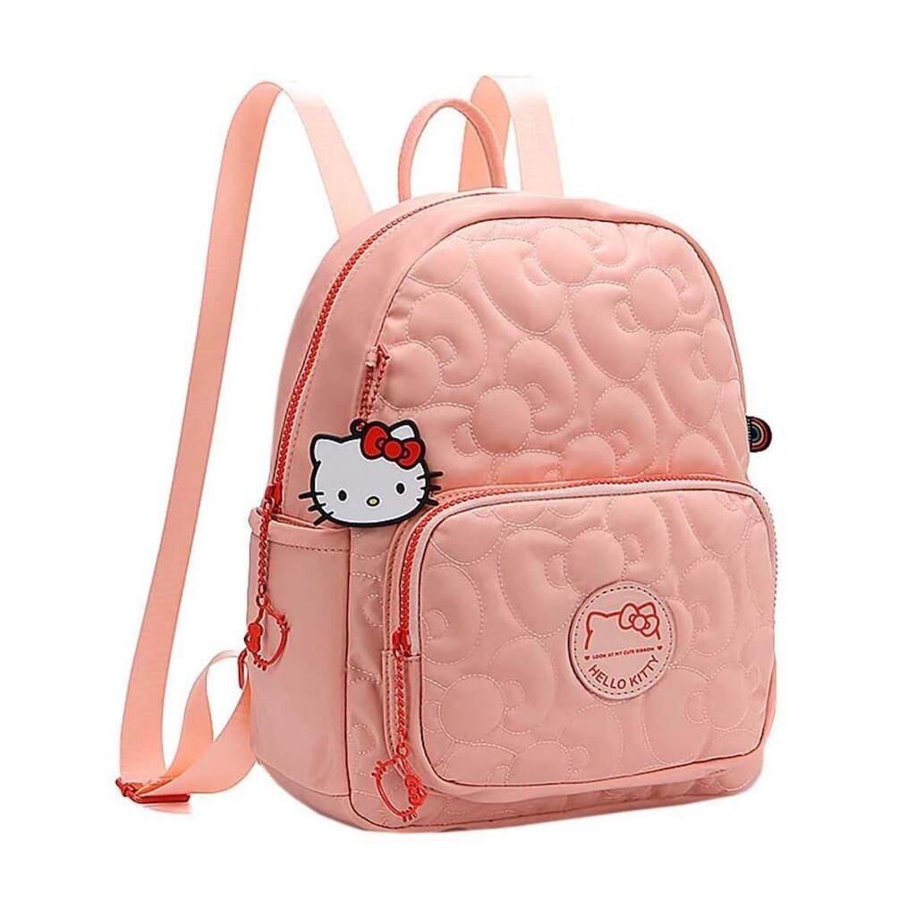 Mochila Feminina Hello Kitty detalhes Laços e Chaveiro Exclusivo