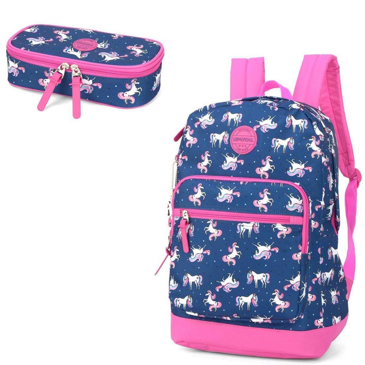 Mochila Feminina Up4you Unicórnio + Estojo - Azul | Zattini