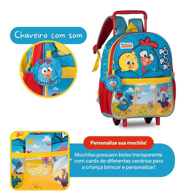 Mochila Galinha Pintadinha Kit Bolsa Escolar com Lancheira