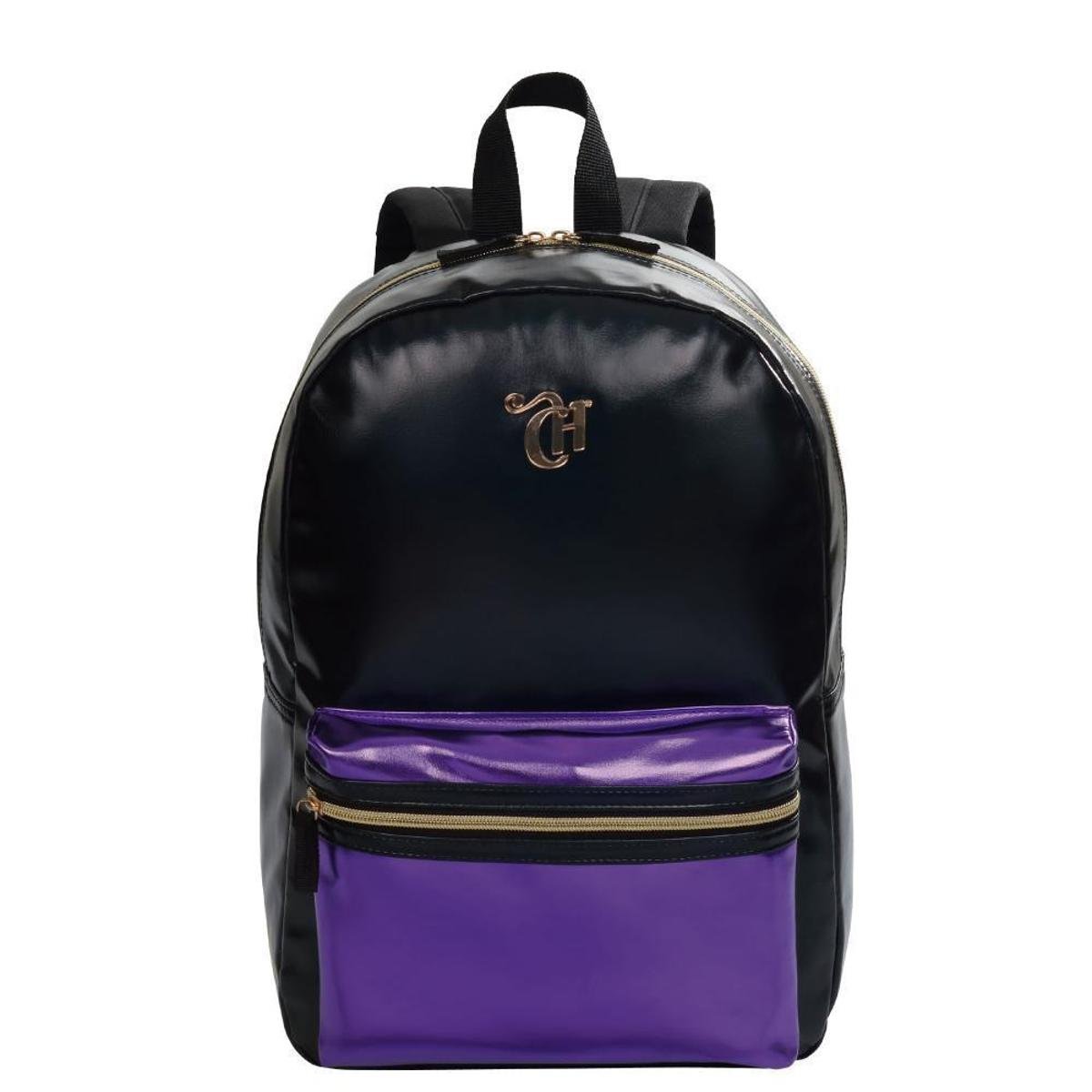 Mochila Grande Capricho Hello Preto e Roxo - Preto Menor preço em Mochila Grande Capricho Hello Preto e Roxo - Preto