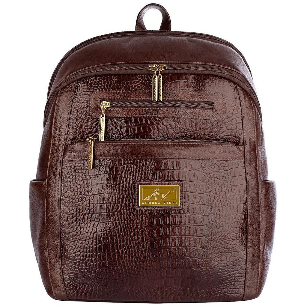Mochila grande feminina de couro croco Montanna