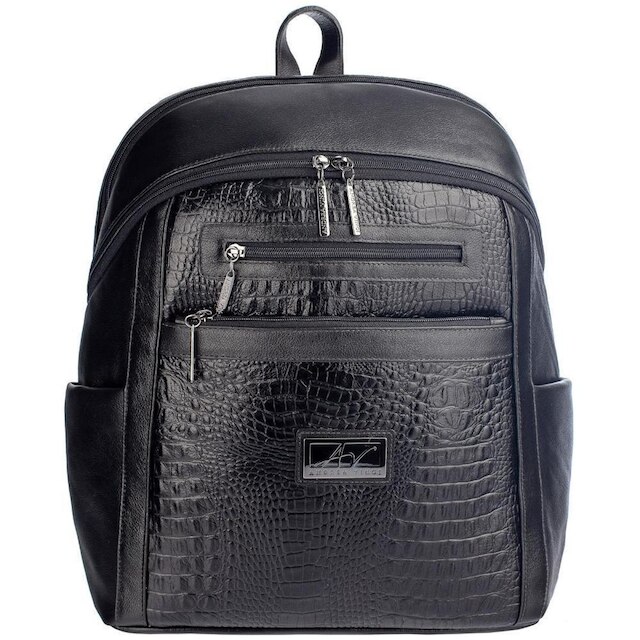 Mochila grande feminina de couro croco Montanna