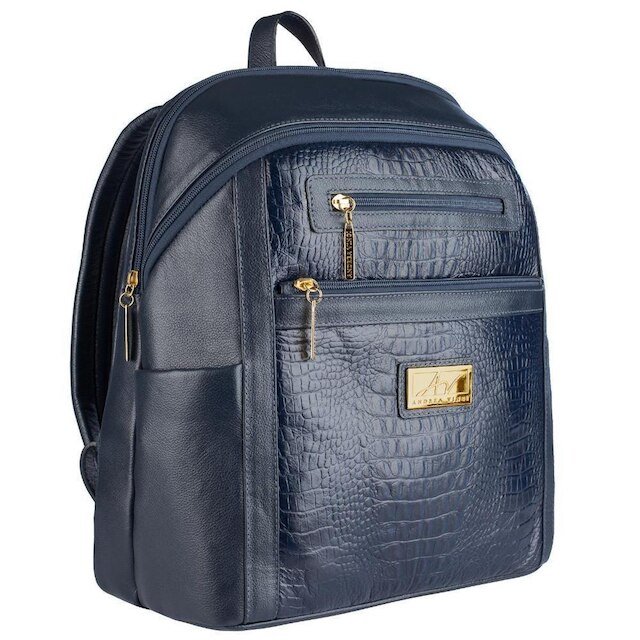 Mochila grande feminina de couro croco Montanna