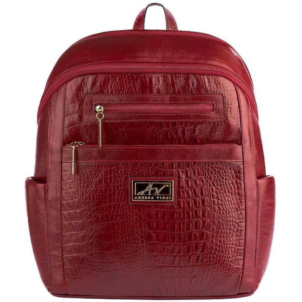 Mochila grande feminina de couro croco Montanna