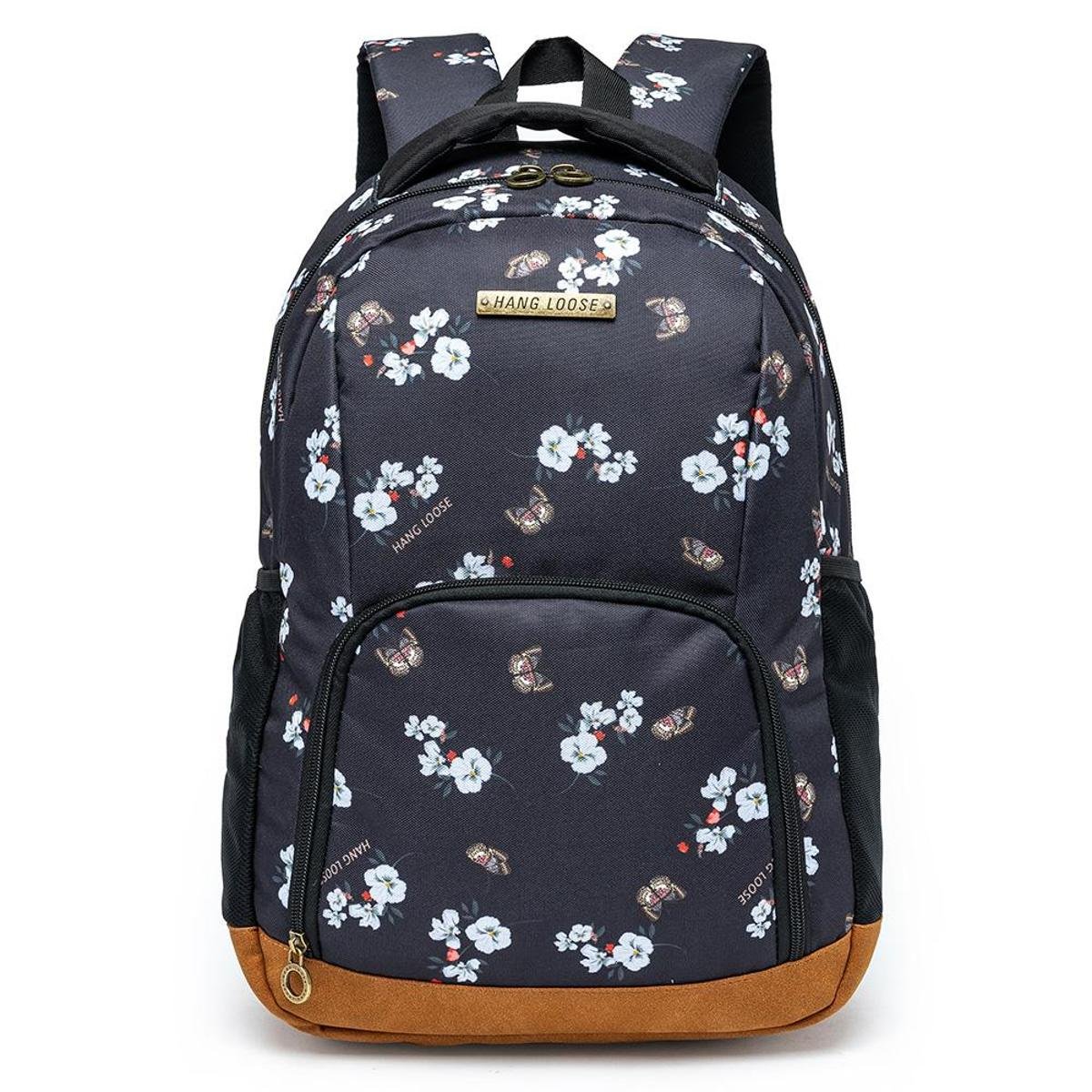 Mochila Hang Loose Garden Floral Feminina - Preto Menor preço em Mochila Hang Loose Garden Floral Feminina - Preto