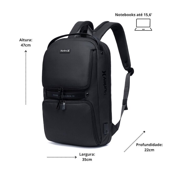 Mochila Hurley Executiva Trabalho Notebook Masculina 36 Litros