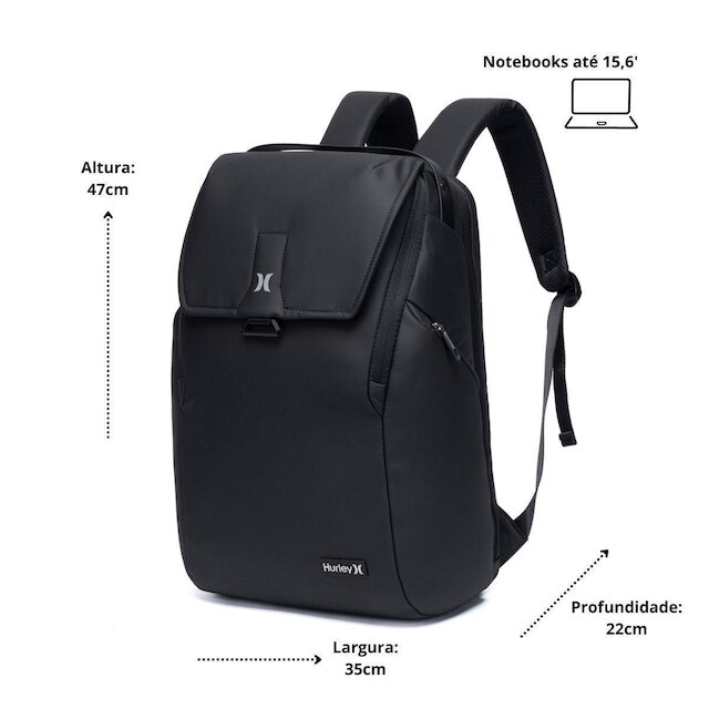 Mochila Hurley Executiva Viagem Resistente Notebook Masculina 36 Litros