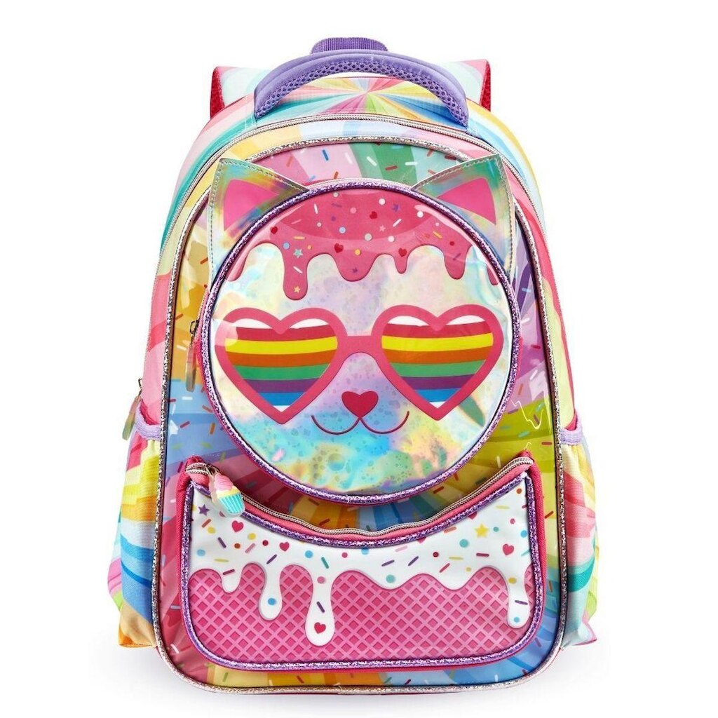 Mochila Infantil Escolar Gatinha Holográfica